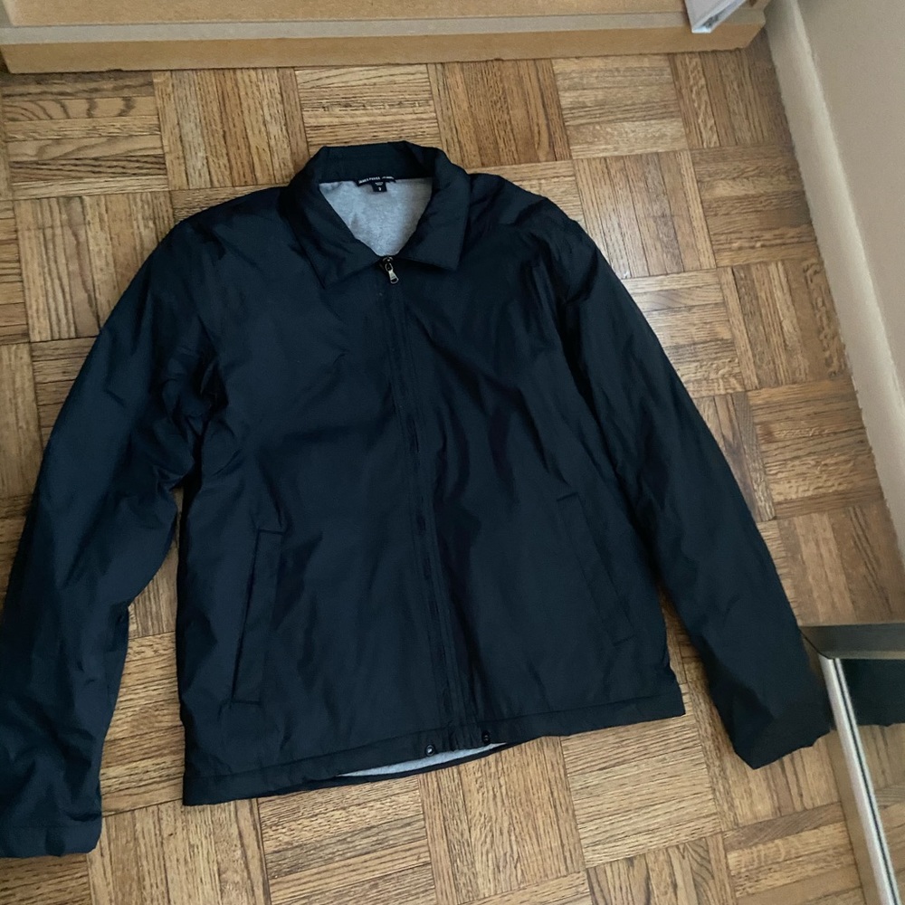 James Perse Navy + Gray  coach’s jacket men sz 2